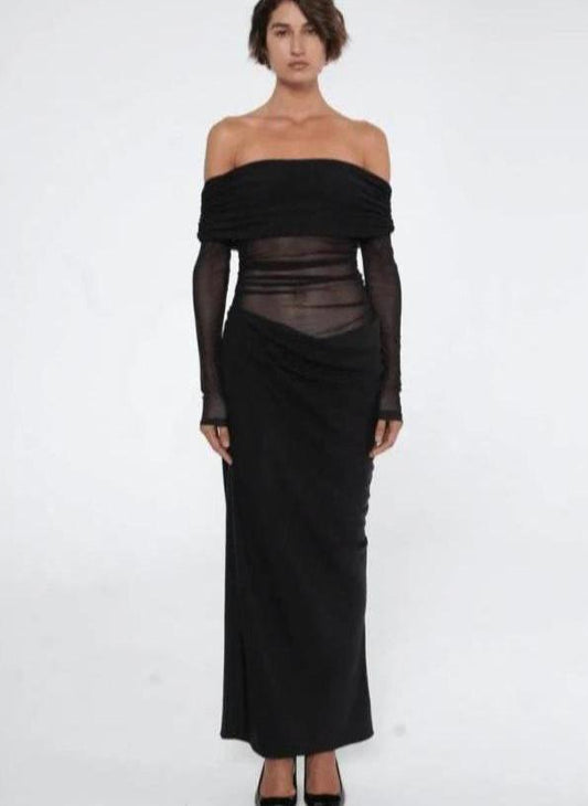 BENNI YASMIN OFF SHOULDER MAXI DRESS SIZE 8, 10