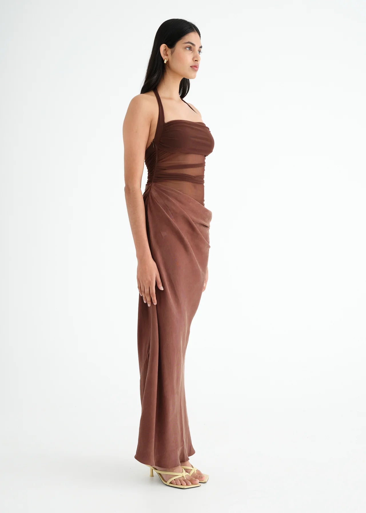 BENNI GINA MAXI DRESS CHOCOLATE SIZE 8