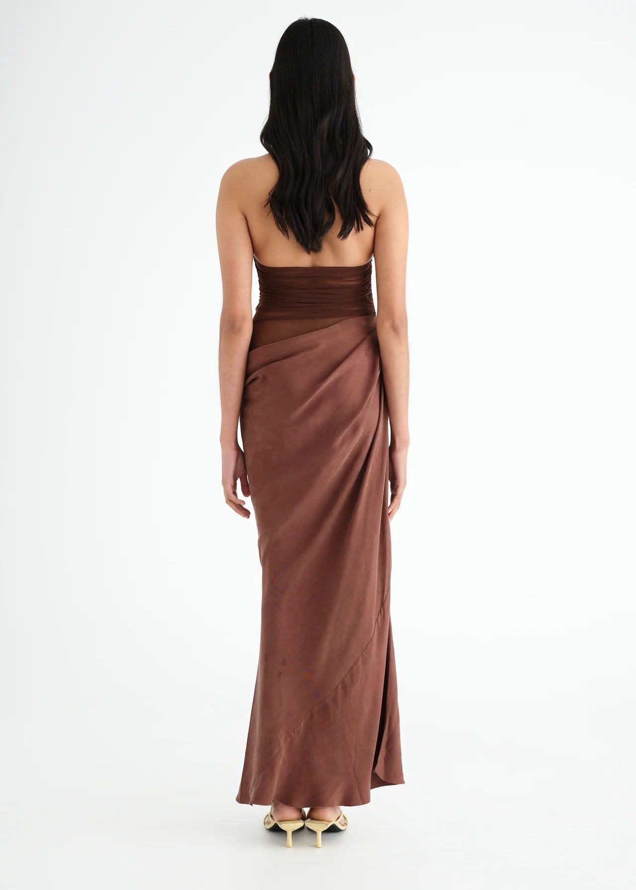 BENNI GINA MAXI DRESS CHOCOLATE SIZE 8