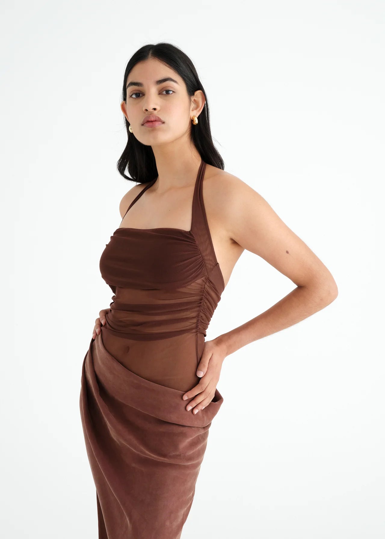 BENNI GINA MAXI DRESS CHOCOLATE SIZE 8