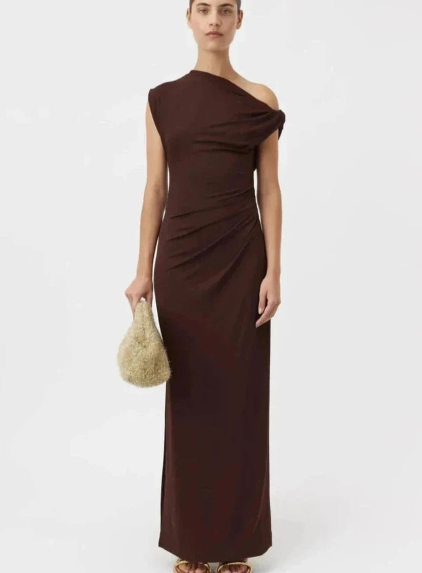 CAMILLA AND MARC ANNALISE MAXI DRESS IN CHOCOLATE BROWN SIZE 8