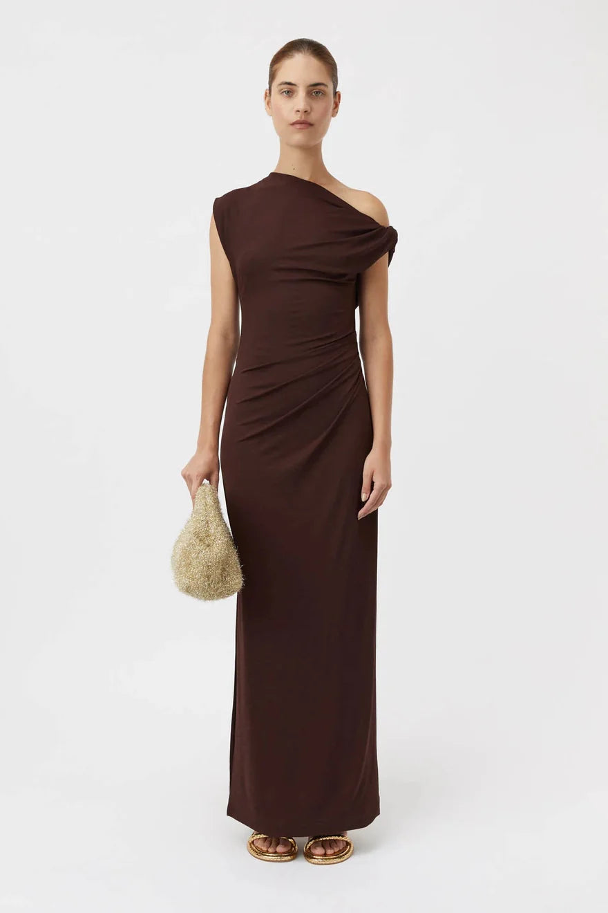 CAMILLA AND MARC ANNALISE MAXI DRESS IN CHOCOLATE BROWN SIZE 8