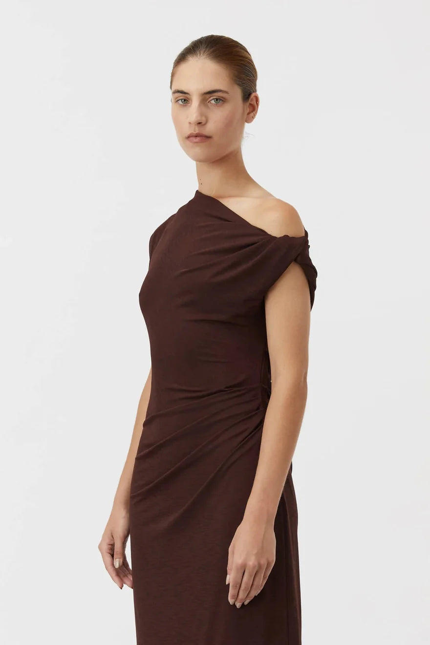 CAMILLA AND MARC ANNALISE MAXI DRESS IN CHOCOLATE BROWN SIZE 8