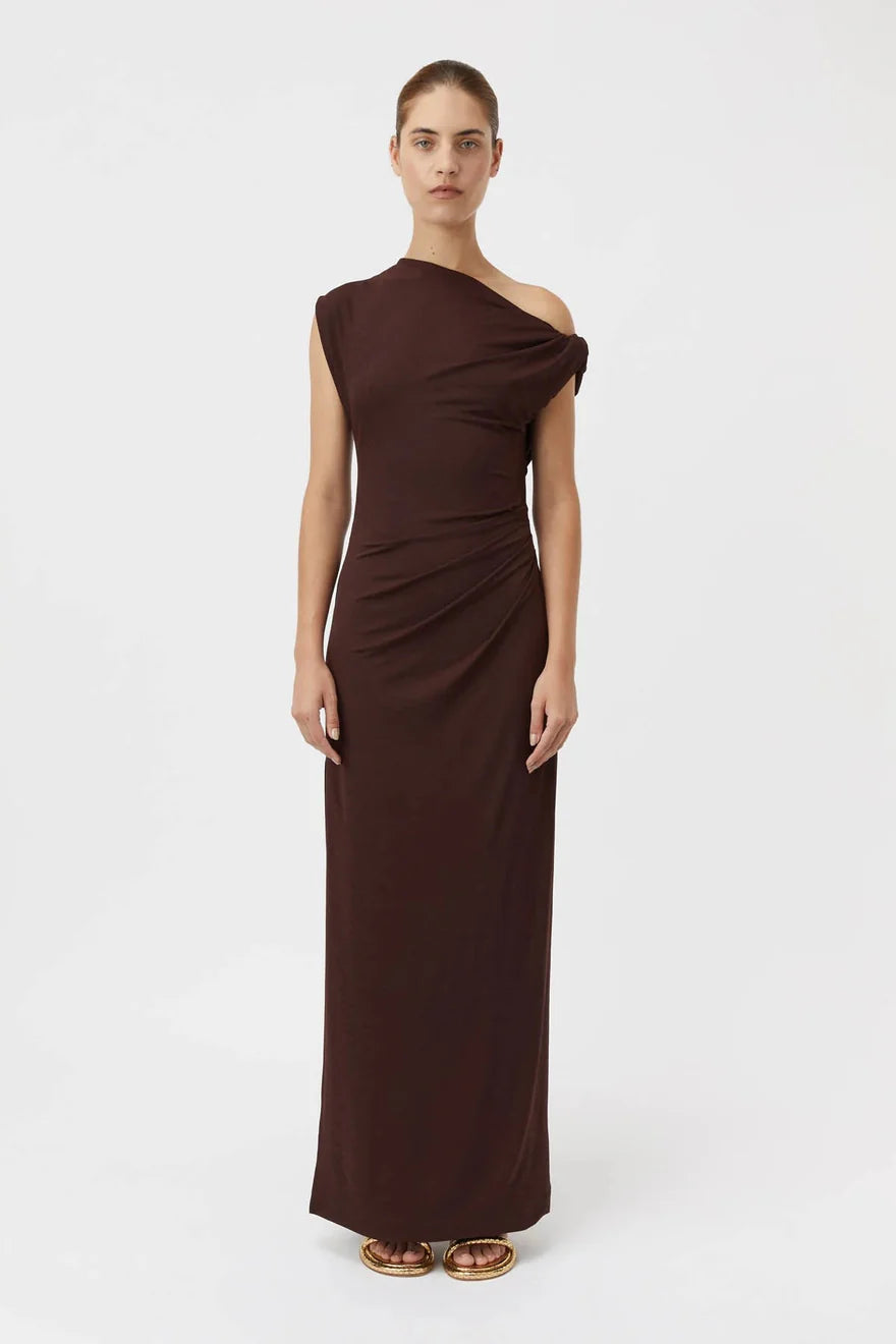 CAMILLA AND MARC ANNALISE MAXI DRESS IN CHOCOLATE BROWN SIZE 8