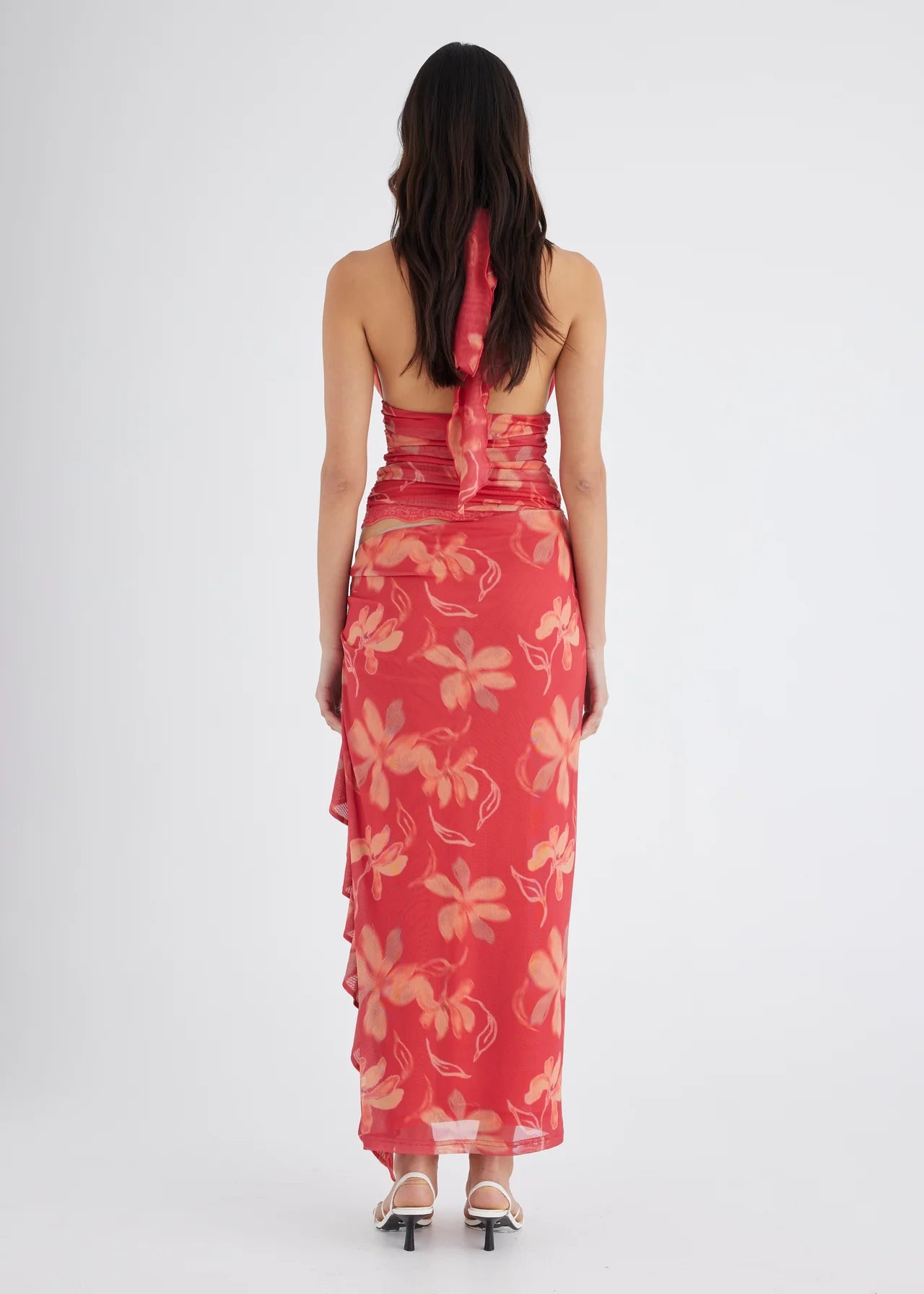 BENNI PENELOPE HALTER MAXI DRESS HIBISCUS FLORAL SIZE 8, 10