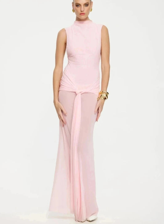 EFFIE KATS ROZA MAXI DRESS IN PETAL PINK SIZE 8